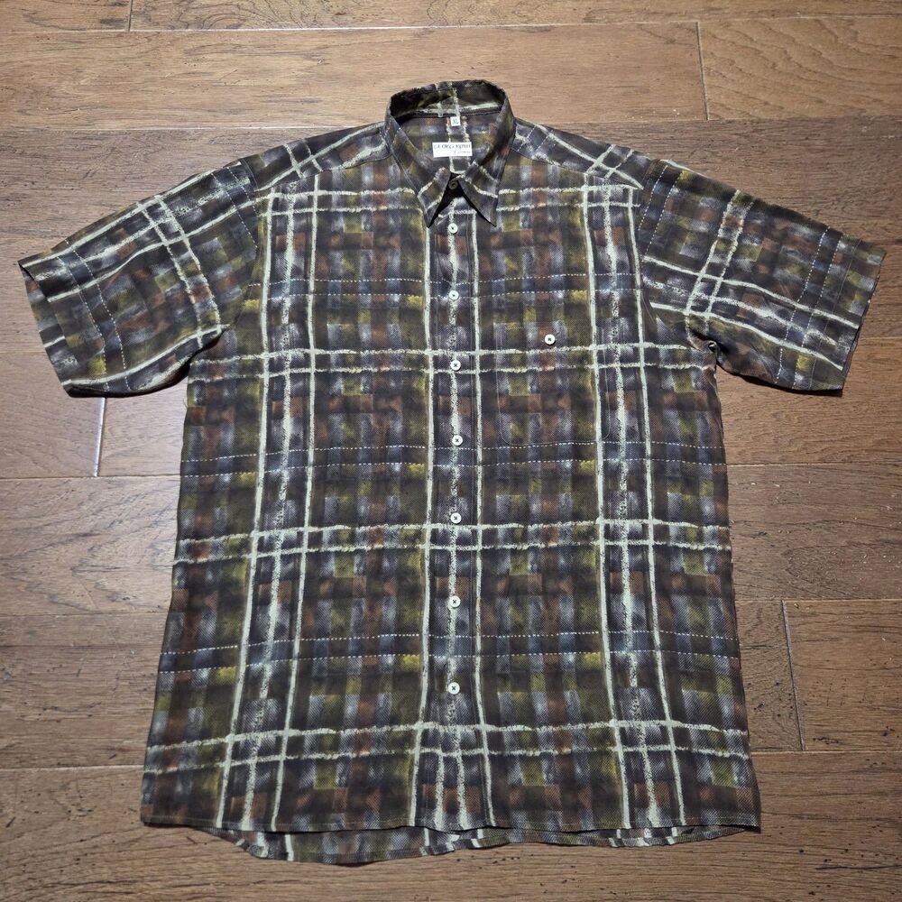 Georg Roth Germany XL Hawaiian Shirt Check Coastal Camp